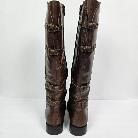 Coconuts by Matisse Becky Boho Brown Leather Buckle Detail Tall Riding Boot - Picture 6 of 10